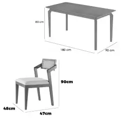 Mesa De Jantar Alegra 180x90cm Sem Vidro E 6 Cadeiras Berlim Madeira Em Linho Jcm 38063