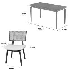 Mesa De Jantar Alegra 180x90cm Sem Vidro E 6 Cadeiras Livia Em Linho Madeira Jcm 84176