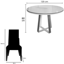 Mesa De Jantar Atlanta 120cm Redonda Com Vidro E 4 Cadeiras California Em Veludo Estofadas Minas Plac 43147