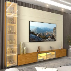Painel Luminare Com 1 Torre Para Tv Ate 85 Polegadas Com Led 4 Portas Gelius 90548
