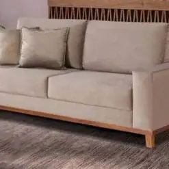 Sofa Grecia Em Suede 4 Lugares Pe Madeira 212cm Aifos 81594