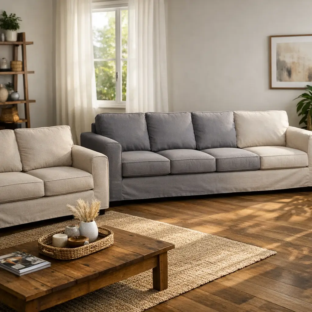 Capa de sofá como escolher o tamanho certo em sofá bicolor na sala