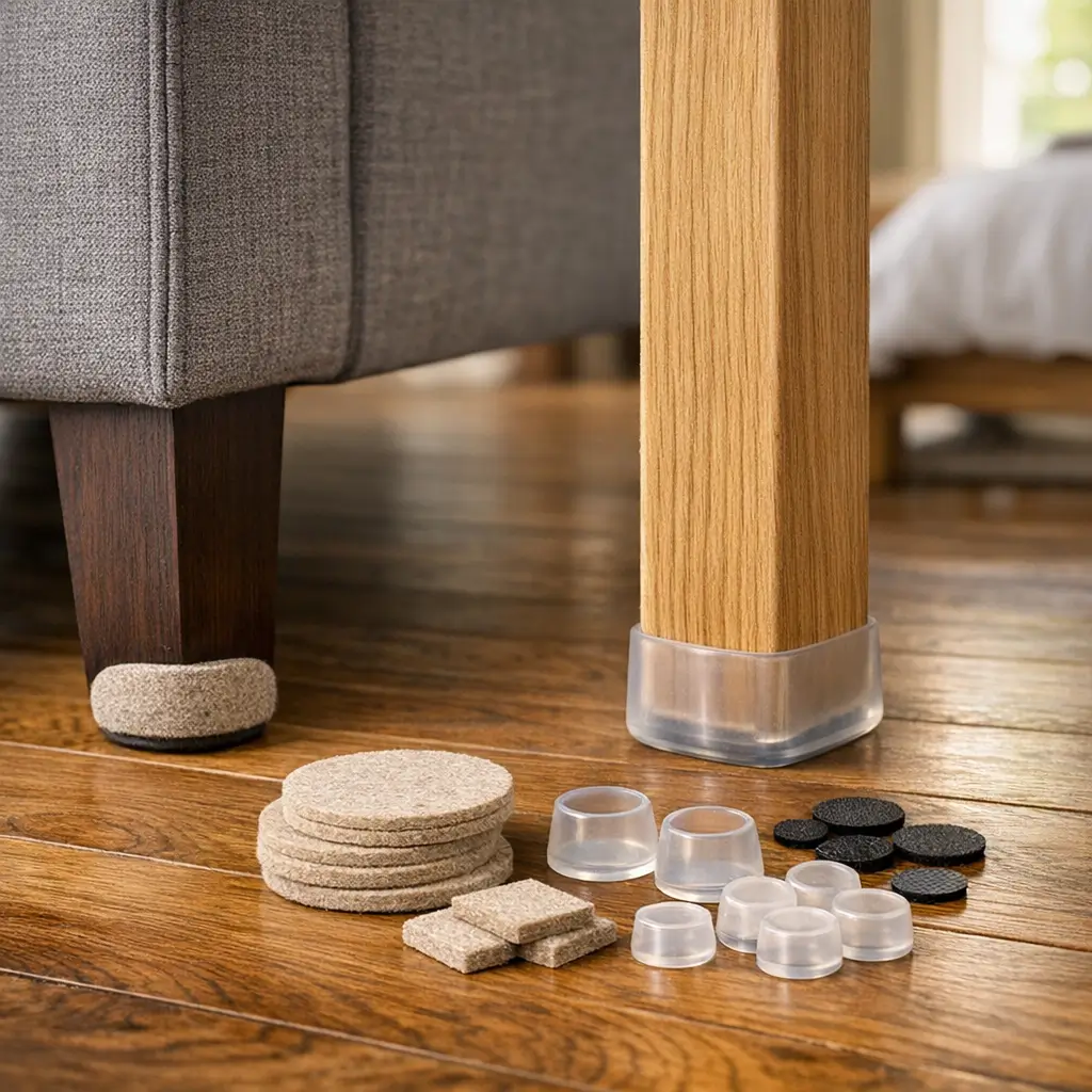 Como proteger o piso de arranhões: soluções simples com feltros e protetores de silicone nos pés dos móveis