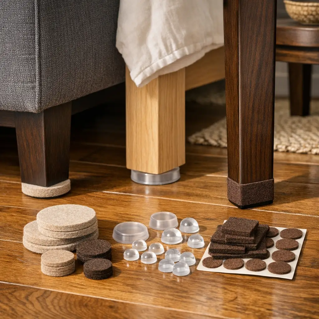 Como proteger o piso de arranhões: soluções simples com feltros e protetores de silicone nos pés dos móveis