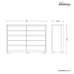 Comoda Duetto 10 Gavetas Albatroz 12733