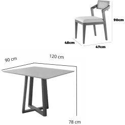 Mesa De Jantar Bali 120x90cm Com Vidro E 4 Cadeiras Berlim Hr Em Linho Madeira Minas Plac 39901