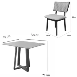 Mesa De Jantar Bali 120x90cm Com Vidro E 4 Cadeiras Diamante Em Linho Madeira Minas Plac 16844