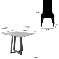 Mesa De Jantar Bali 120x90cm Com Vidro E 4 Cadeiras Giulia Em Linho Estofadas Minas Plac 99511
