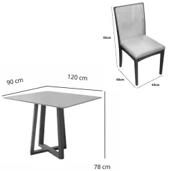 Mesa De Jantar Bali 120x90cm Com Vidro E 4 Cadeiras Lara Kappesberg Em Linho Madeira Minas Plac 49054