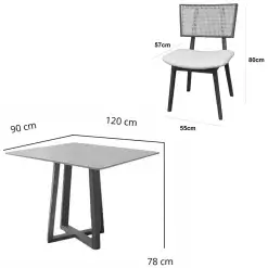 Mesa De Jantar Bali 120x90cm Com Vidro E 4 Cadeiras Livia Em Linho Madeira Minas Plac 28575