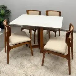 Mesa De Jantar Bali 120x90cm Com Vidro E 4 Cadeiras New Viena Em Linho Madeira Minas Plac 65318