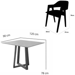 Mesa De Jantar Bali 120x90cm Com Vidro E 4 Cadeiras Perola Em Linho Madeira Minas Plac 95415