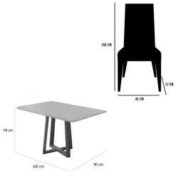 Mesa De Jantar Bali 160x90cm Com Vidro E 6 Cadeiras Giulia Em Linho Estofadas Minas Plac 48806