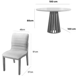 Mesa De Jantar Berlim 100cm Redonda Com Vidro E 4 Cadeiras Sofia Em Corino Madeira Cel Moveis 43652