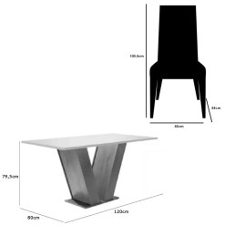 Mesa De Jantar Classic 120x80cm Com Vidro E 4 Cadeiras California Em Linho Estofadas Cel Moveis 34751