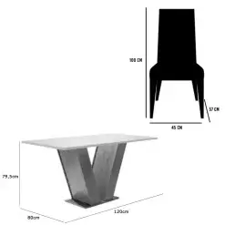 Mesa De Jantar Classic 120x80cm Com Vidro E 4 Cadeiras Jasmim Em Linho Estofadas Cel Moveis 93343