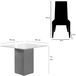 Mesa De Jantar Dakota 90x90cm Sem Vidro E 4 Cadeiras California Em Veludo Estofadas Cel Moveis 44773