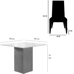 Mesa De Jantar Dakota 90x90cm Sem Vidro E 4 Cadeiras Giulia Em Veludo Estofadas Cel Moveis 18316