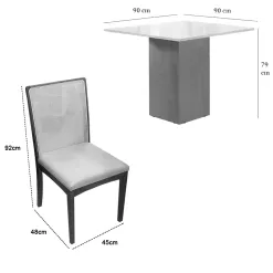 Mesa De Jantar Dakota 90x90cm Sem Vidro E 4 Cadeiras Lara Kappesberg Em Linho Madeira Cel Moveis 99422
