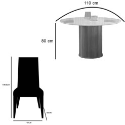 Mesa De Jantar Dara 110cm Redonda Com Vidro E 4 Cadeiras California Em Linho Estofadas Lj Moveis 79064