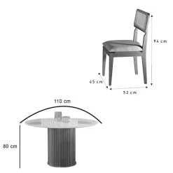 Mesa De Jantar Dara 110cm Redonda Com Vidro E 4 Cadeiras Canada Em Linho Madeira Lj Moveis 87204