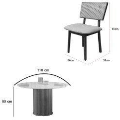 Mesa De Jantar Dara 110cm Redonda Com Vidro E 4 Cadeiras Diamante Em Linho Madeira Lj Moveis 31313