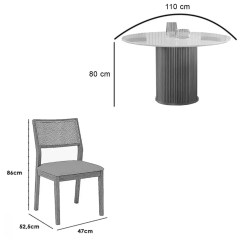 Mesa De Jantar Dara 110cm Redonda Com Vidro E 4 Cadeiras Oiti Em Linho Madeira Lj Moveis 63324