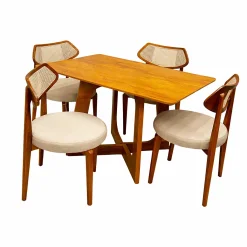 Mesa De Jantar Dubai Flex 120x80cm Sem Vidro E 4 Cadeiras Athenas Em Linho Madeira Cel Moveis Cinamomo Com Tecido Bege 28511