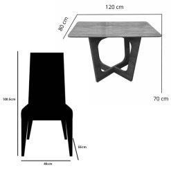 Mesa De Jantar Dubai Flex 120x80cm Sem Vidro E 4 Cadeiras California Em Veludo Estofadas Cel Moveis 18097
