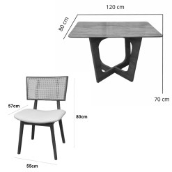 Mesa De Jantar Dubai Flex 120x80cm Sem Vidro E 4 Cadeiras Livia Em Linho Madeira Cel Moveis 98929