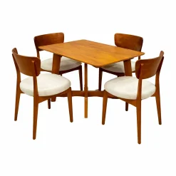 Mesa De Jantar Dubai Flex 120x80cm Sem Vidro E 4 Cadeiras Maldivas Em Linho Madeira Cel Moveis Cinamomo Com Tecido Bege 37468