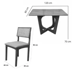 Mesa De Jantar Dubai Flex 120x80cm Sem Vidro E 4 Cadeiras Monalisa Em Linho Madeira Cel Moveis 34593