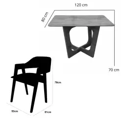 Mesa De Jantar Dubai Flex 120x80cm Sem Vidro E 4 Cadeiras Perola Em Linho Madeira Cel Moveis 78912