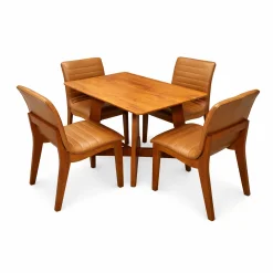 Mesa De Jantar Dubai Flex 120x80cm Sem Vidro E 4 Cadeiras Sofia Em Corino Madeira Cel Moveis Cinamomo Com Tecido Marrom 87950