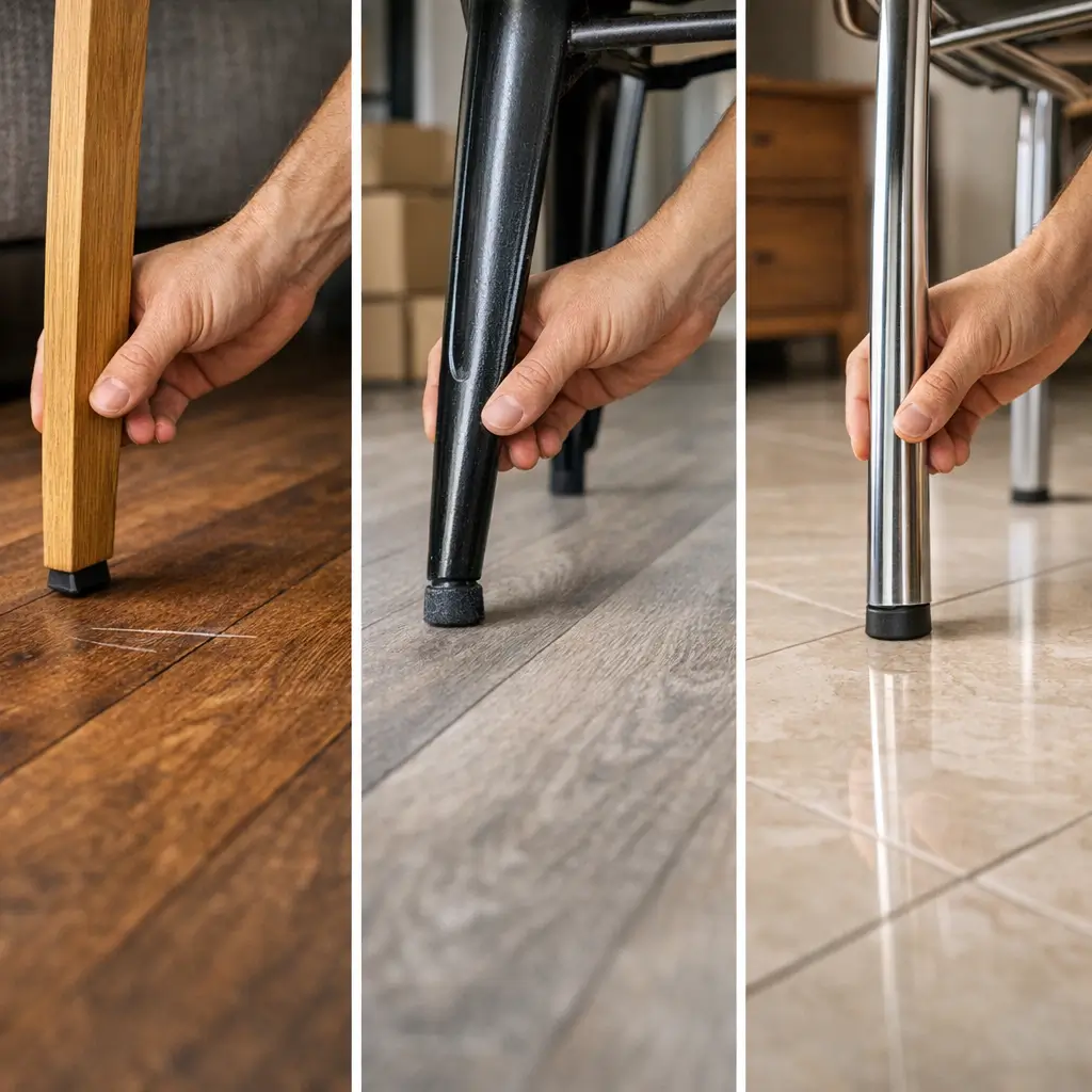 Piso laminado, vinílico ou porcelanato: qual risca menos, pés de cadeira com feltro no piso