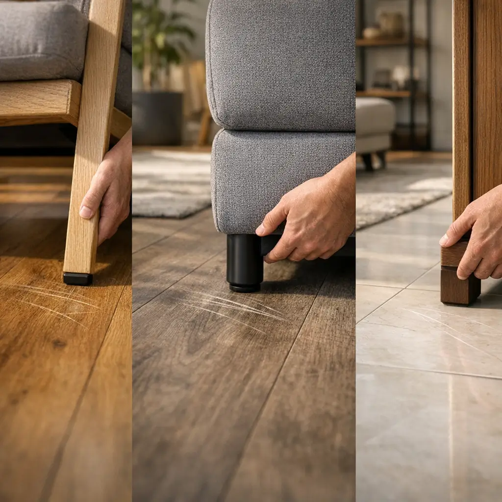 Piso laminado, vinílico ou porcelanato: qual risca menos, pés de móveis e riscos no piso