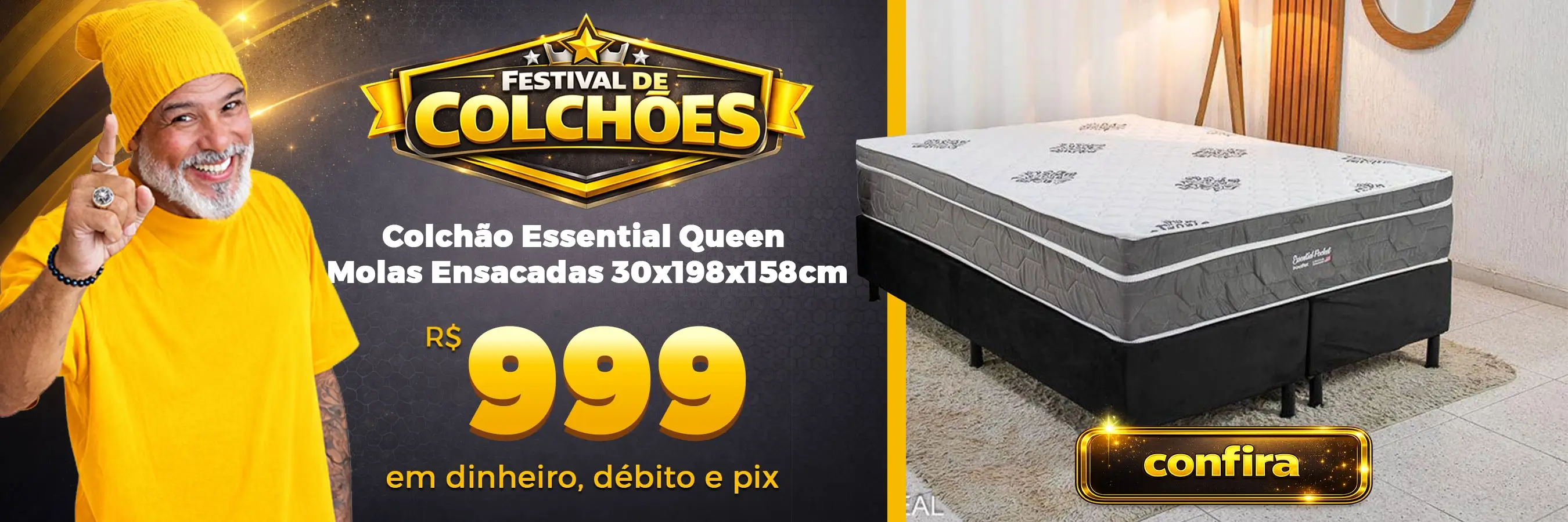Banner Festival De Colchoes Colchao Essential Queen Com Molas Ensacadas 30x198x158cm Inovaflex Jpg