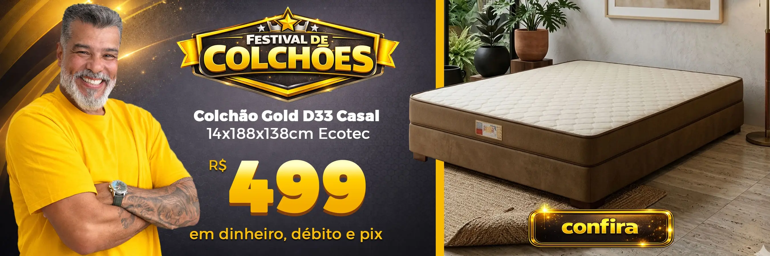 Banner Festival De Colchoes Colchao Gold D33 Casal 14x188x138cm Ecotec Jpg
