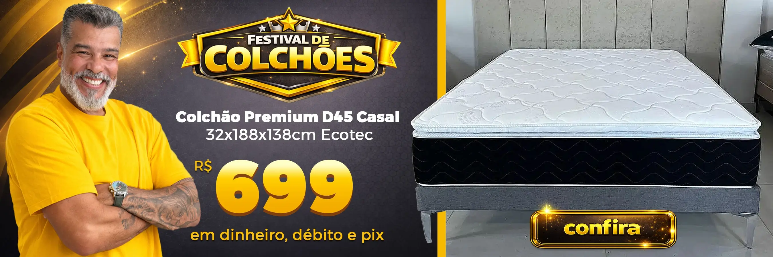 Banner Festival De Colchoes Colchao Premium D45 Casal 32x188x138cm Ecotec Jpg