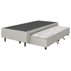 Base Box Solteiro Com Cama Auxiliar Premium 37x198x108cm Plumatex Bege 95082