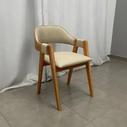 Cadeiras Perola Em Linho Madeira Wj Decor 40053