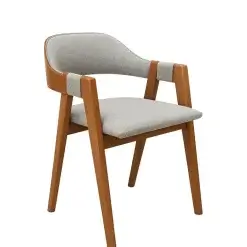 Cadeiras Perola Em Linho Madeira Wj Decor Cinza 32357