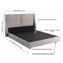 Cama Jupiter Casal Com Cabeceira Paropas 30838