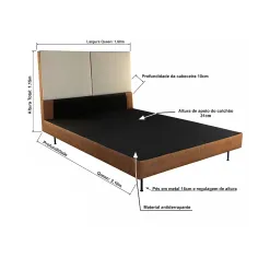 Cama Marte Queen Com Cabeceira Paropas 85902