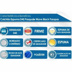 Colchao Pasquale Wave Black D45 Casal 138x188x25cm Paropas 53694