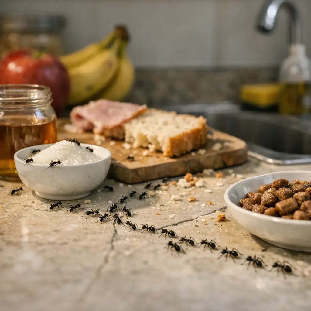 Como acabar com formiga dentro de casa: formigas no açúcar e na bancada da cozinha
