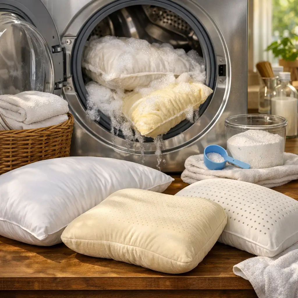 Como lavar travesseiro em casa sem deformar: travesseiros na máquina com sabão e espuma