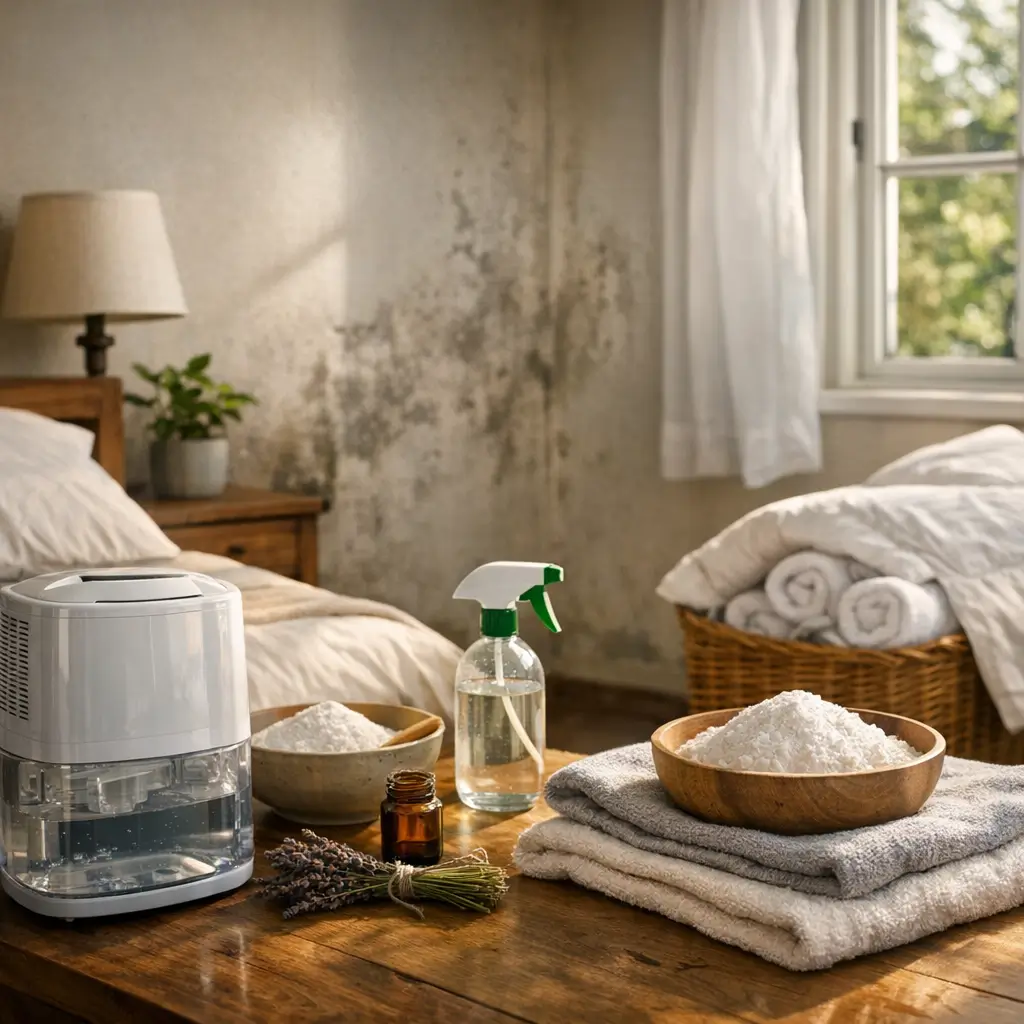 Como tirar cheiro de umidade do quarto: truques com desumidificador, frasco spray, toalhas e parede com mofo