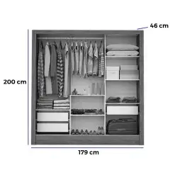 Guarda Roupa Casal Dubai Com Espelho E 3 Portas De Correr 48068