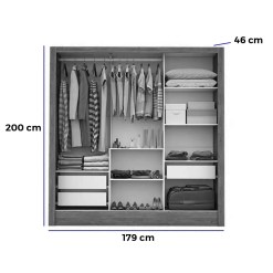 Guarda Roupa Casal Dubai Com Espelho E 3 Portas De Correr 48068